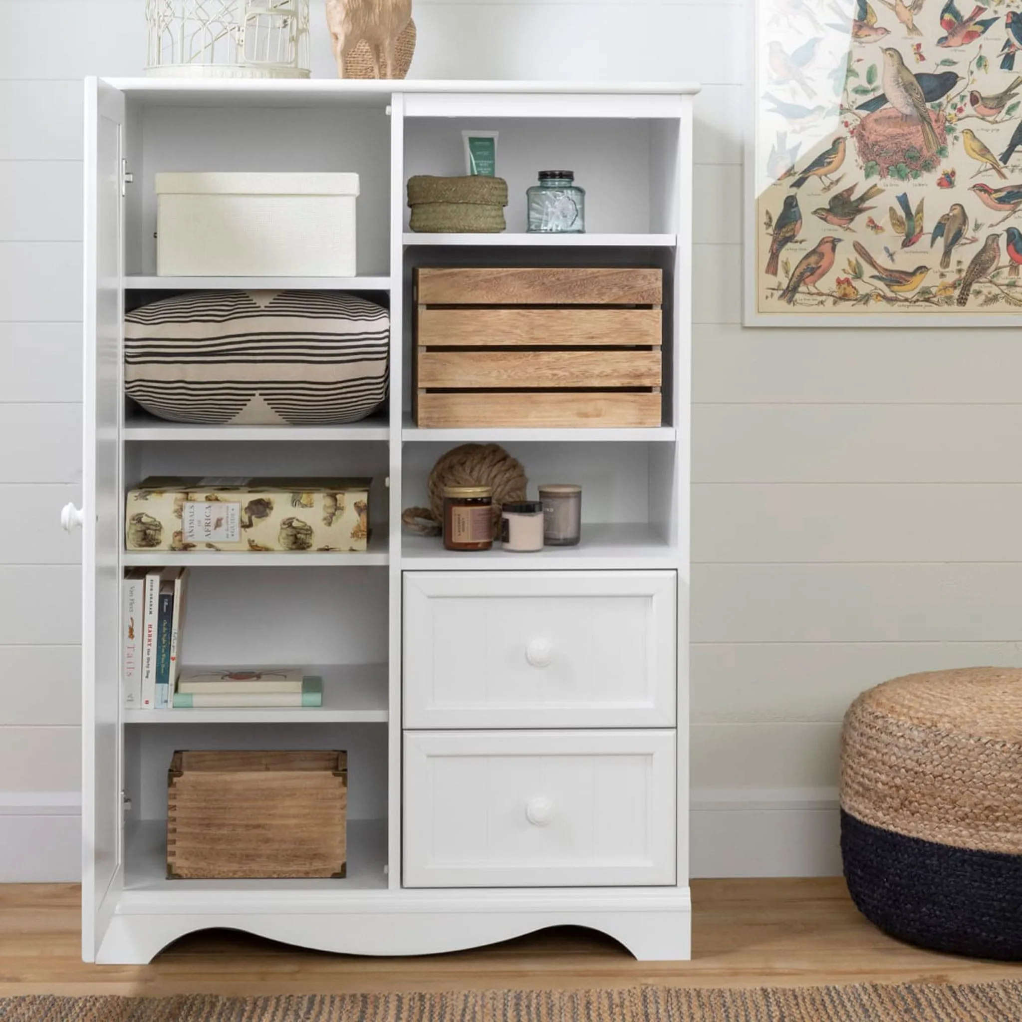 South Shore Commode à Porte Savannah - Blanc Solide