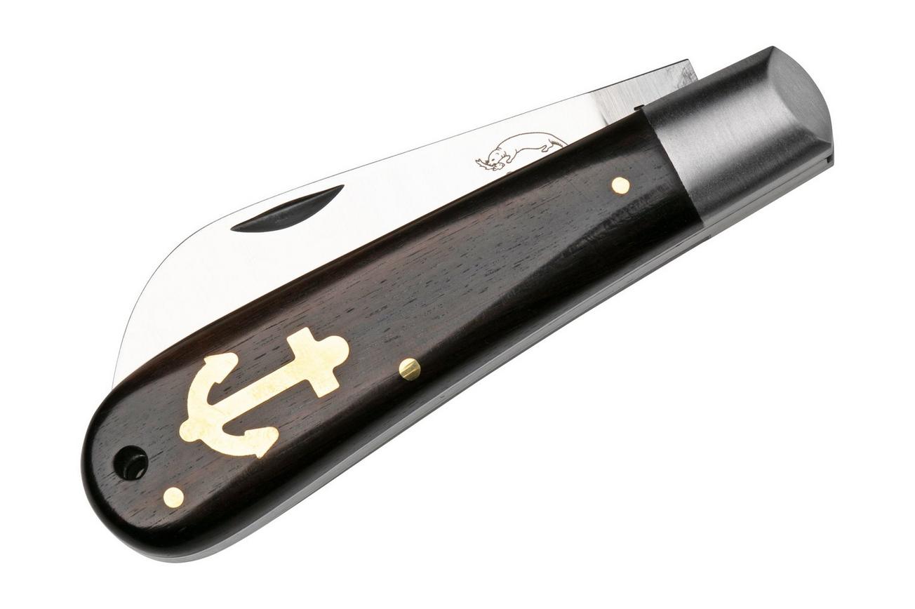 Otter Anchor Knife 173 m.L. Large Carbon, Grenadilla, Brass Anchor, zakmes