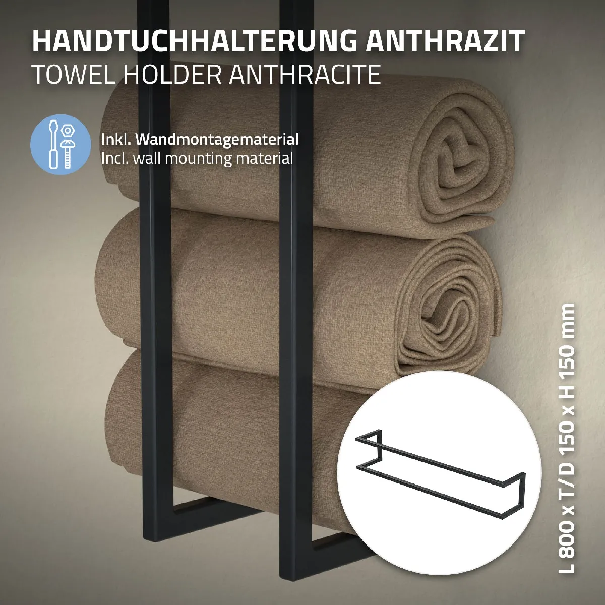 Porte-serviettes mural ML-Design - Anthracite