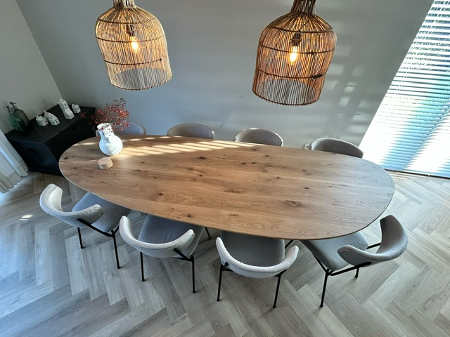 Firma Hout & Staal Eettafel Leaf | Mikado frame | Deer Brown Eettafel Leaf | 220*100 cm | Roundline | Deer Brown