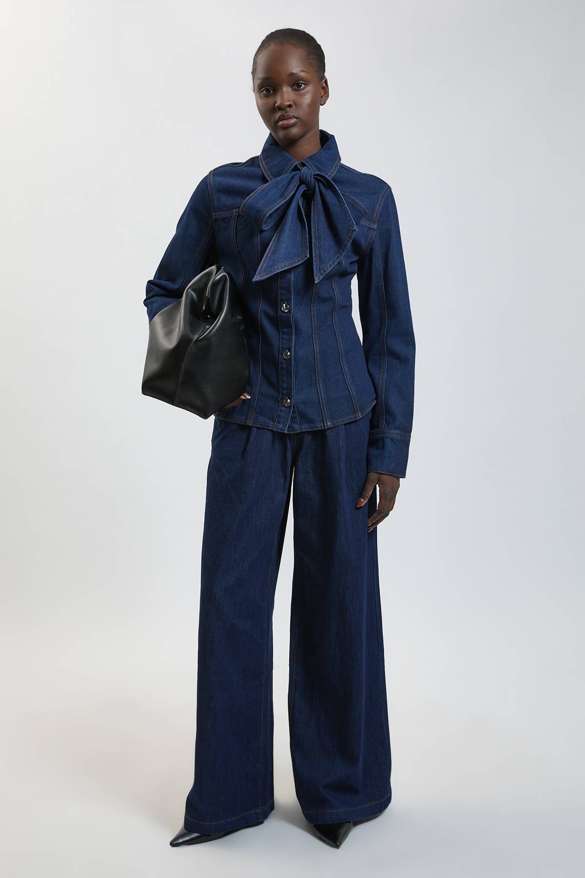 KarenMillen Pantalon Large En Denim À Plis
