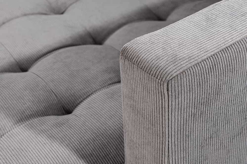 Modernes Ecksofa STOCKHOLM 220cm grau Cordstoff Federkern 3-Sitzer-Sofa