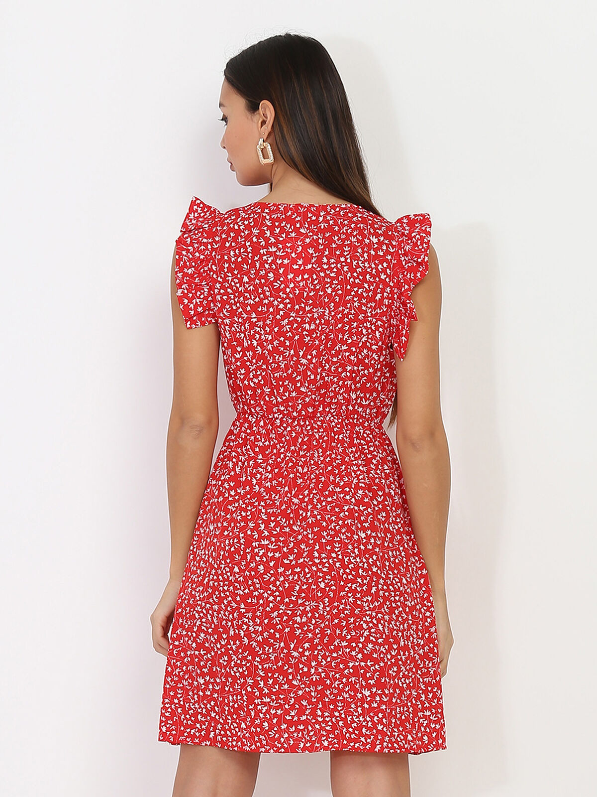 Robe cache coeur à fleurs- Rouge