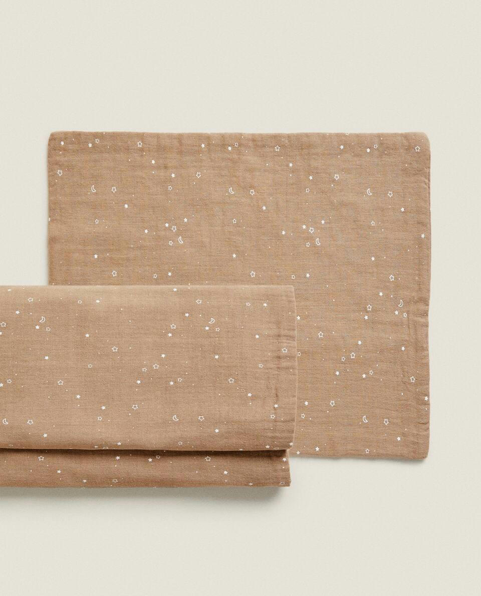 Conjunto de capa de edredom com estampa de luas e estrelas
