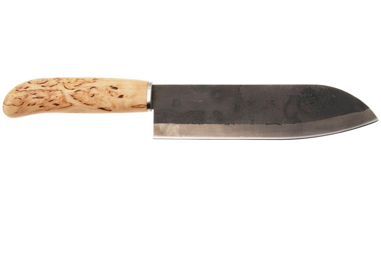Roselli Japanese Chef Knife R710 Carbon Steel, Curly Birch, santoku, 17.5 cm