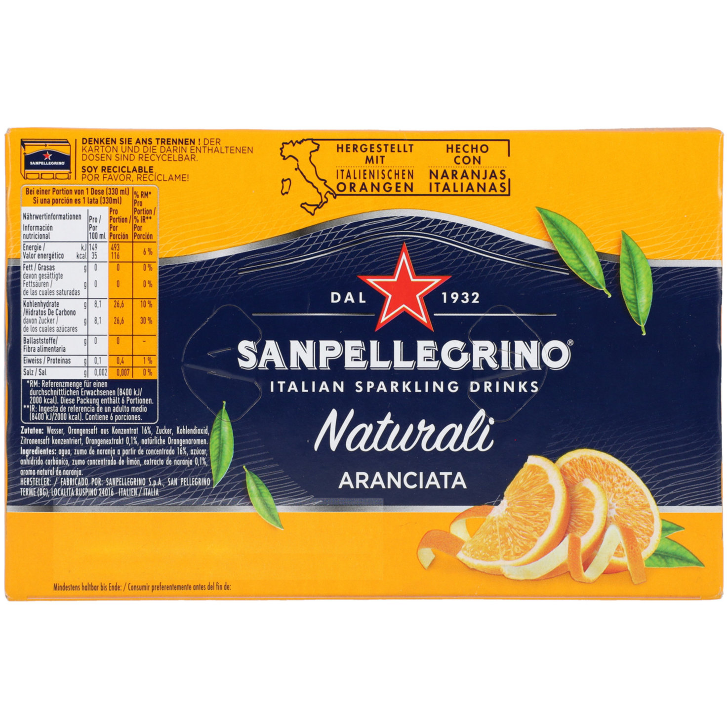 San Pellegrino Aranciata 6x33cl -198cl