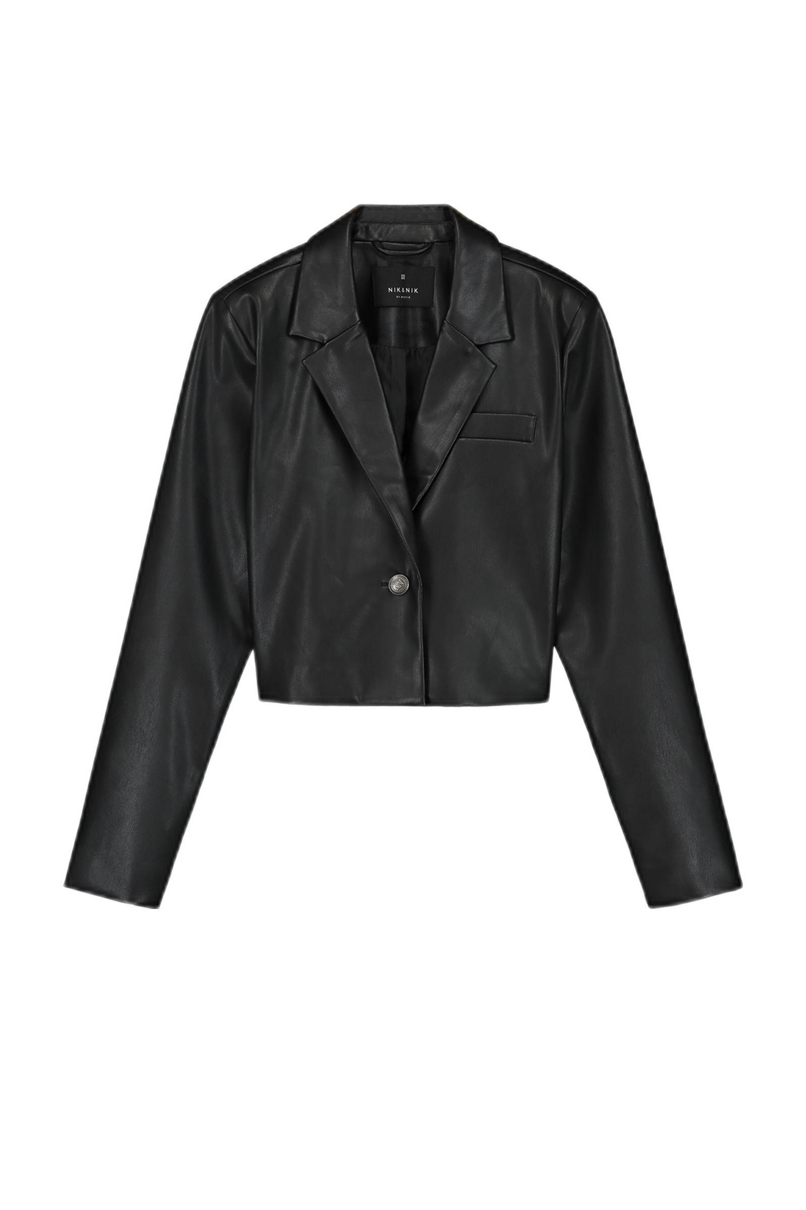 NIK&NIK imitatieleren blazer Lana zwart