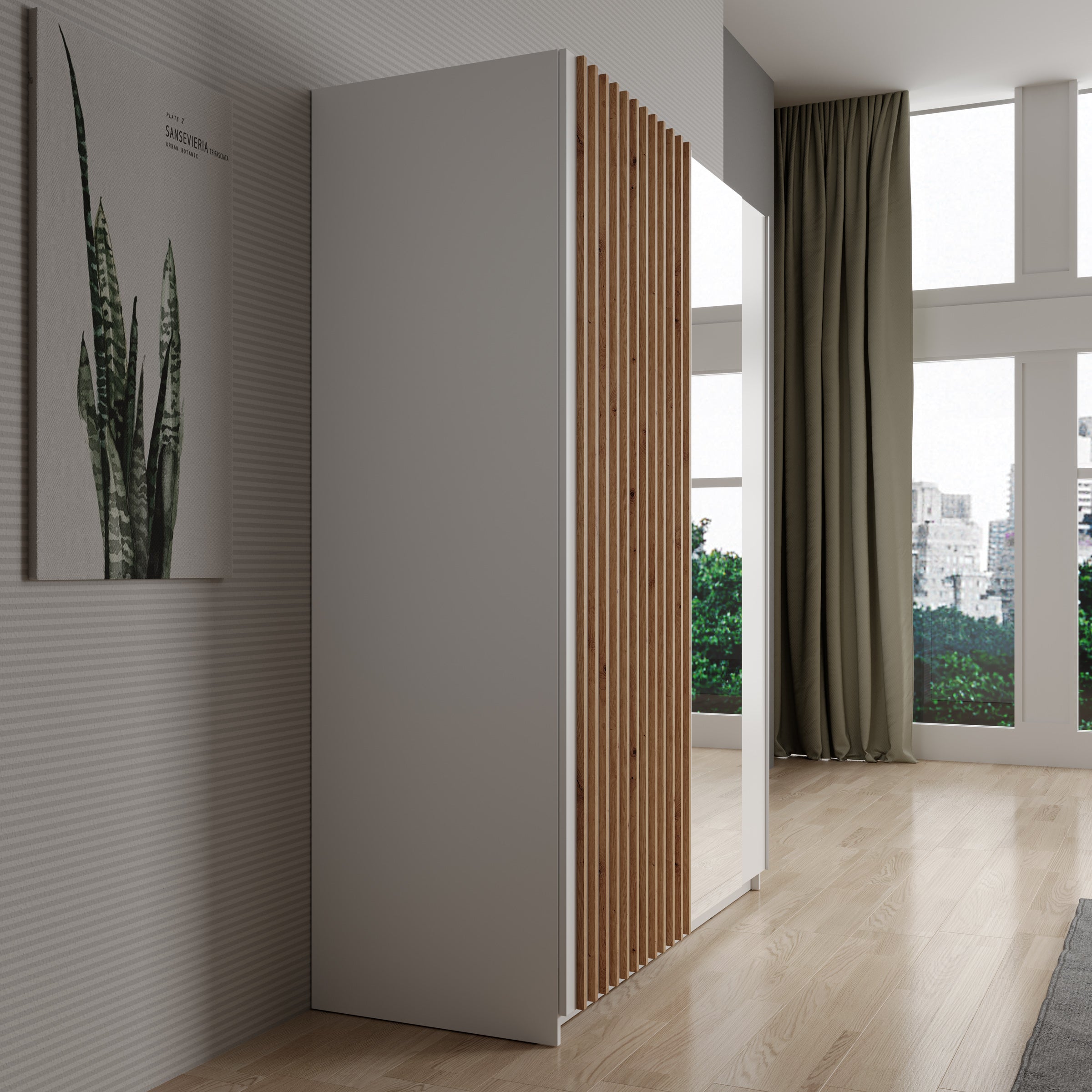 Deliryon - Kledingkast met schuifdeuren - Wit - 151x62x198 cm