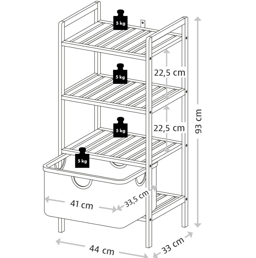 KESPER Regal mit Korb, Bambus, FSC