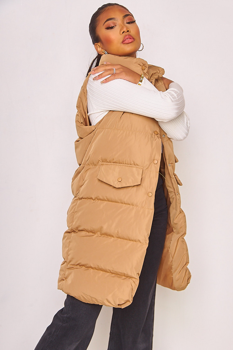 Doudoune matelassée beige foncé sans manches