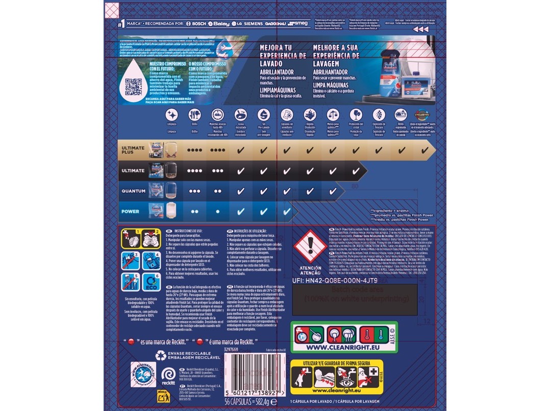 DETERGENTE LOIÇA MÁQUINA FINISH QUANTUM REGULAR 56 PASTILHAS