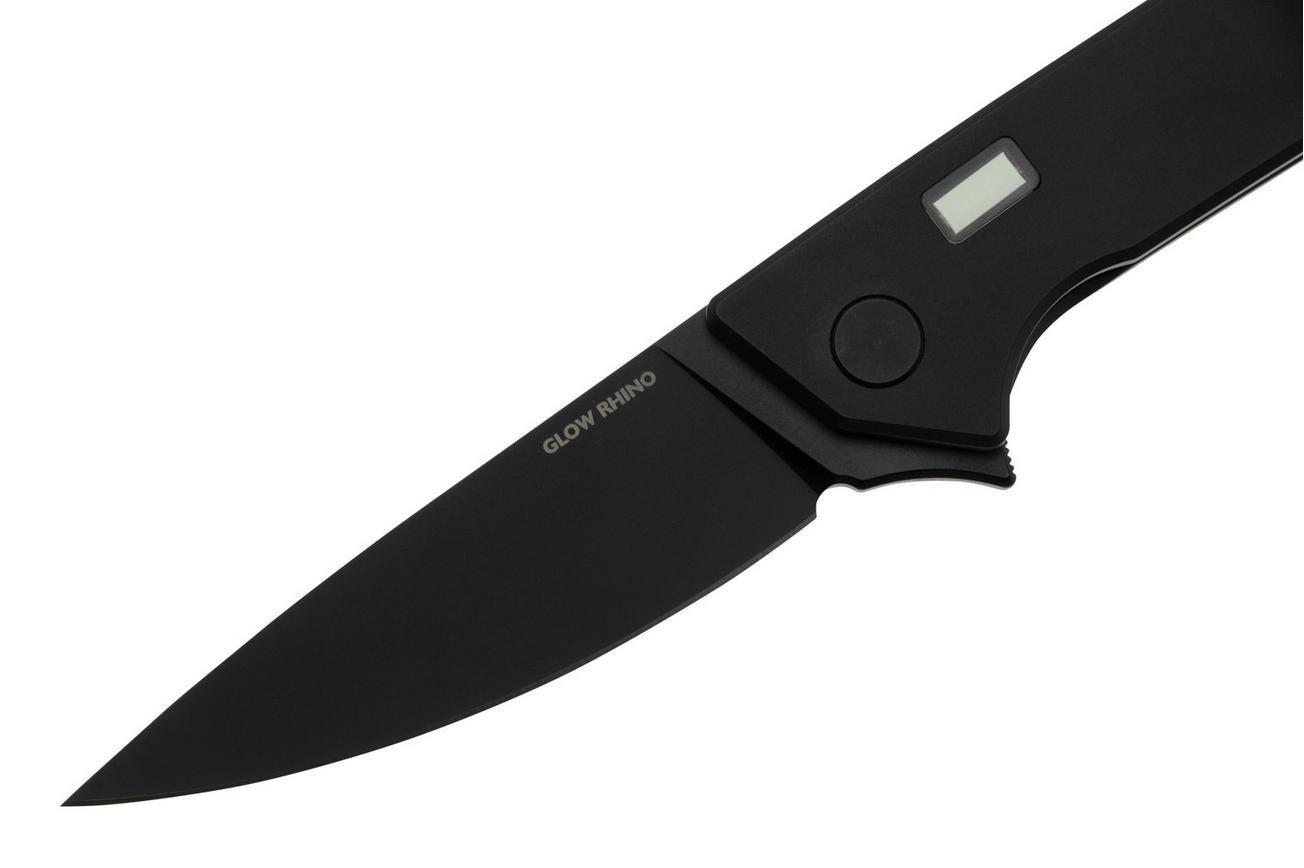 Glow Rhino Reactor KNIFE-REACT-TI-BLC PVD S35VN, PVD Titanium Green Tritium, zakmes