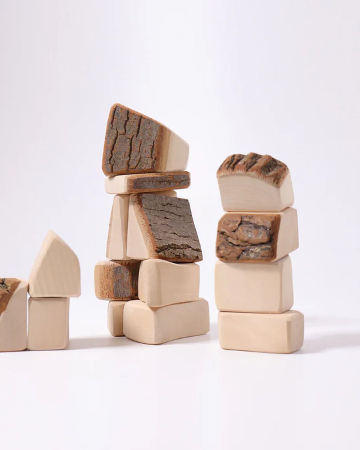 Treklosser med bark, Store 15stk – Barn 0år+ | Natural Blocks