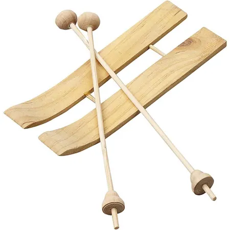 Creativ Company Ski mit Stöcken aus Holz, 3 Paar, 11 x 3,8 cm