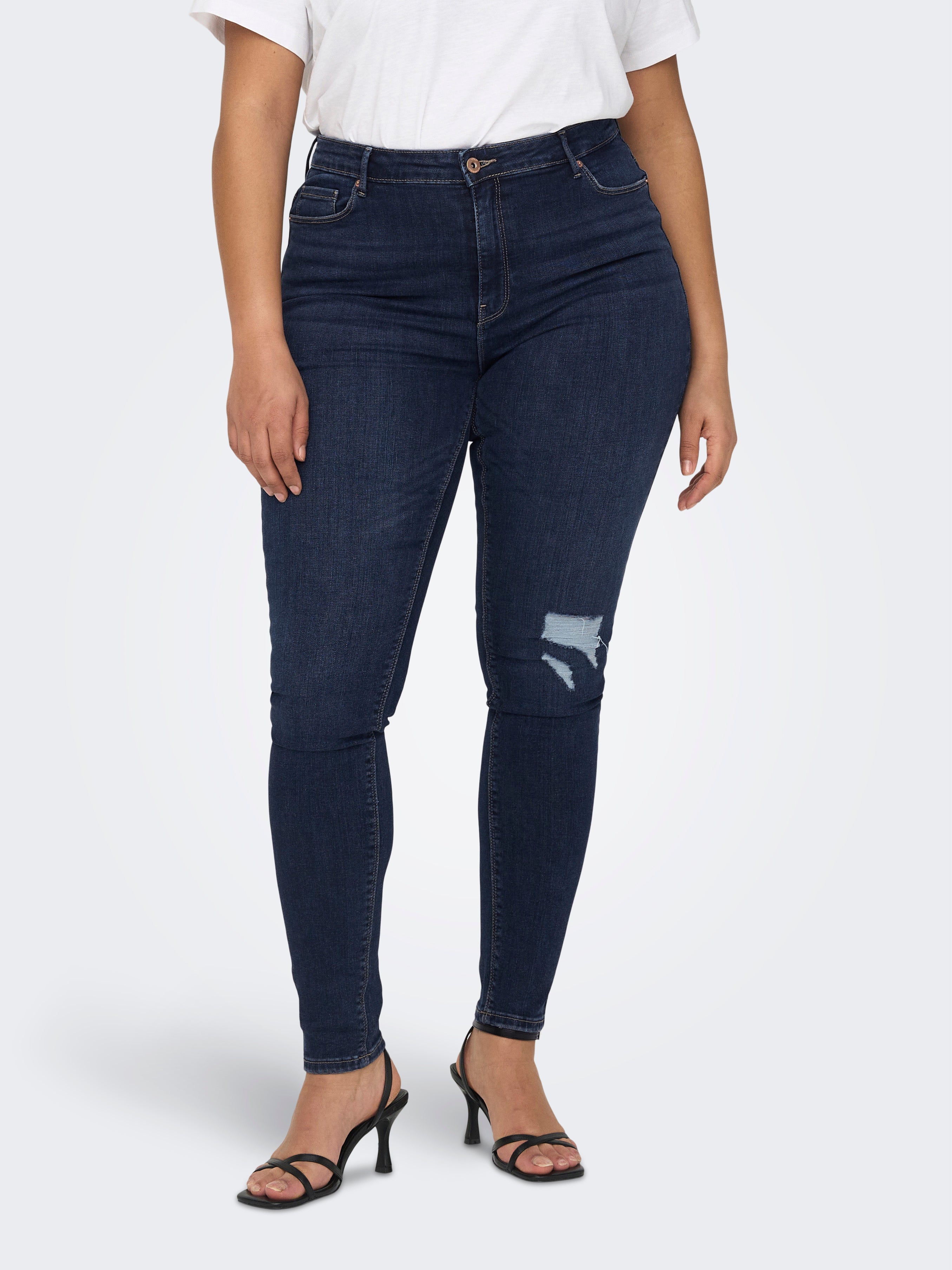 CARLAOLA Hohe Taille Skinny Fit Jeans Dark Blue Denim