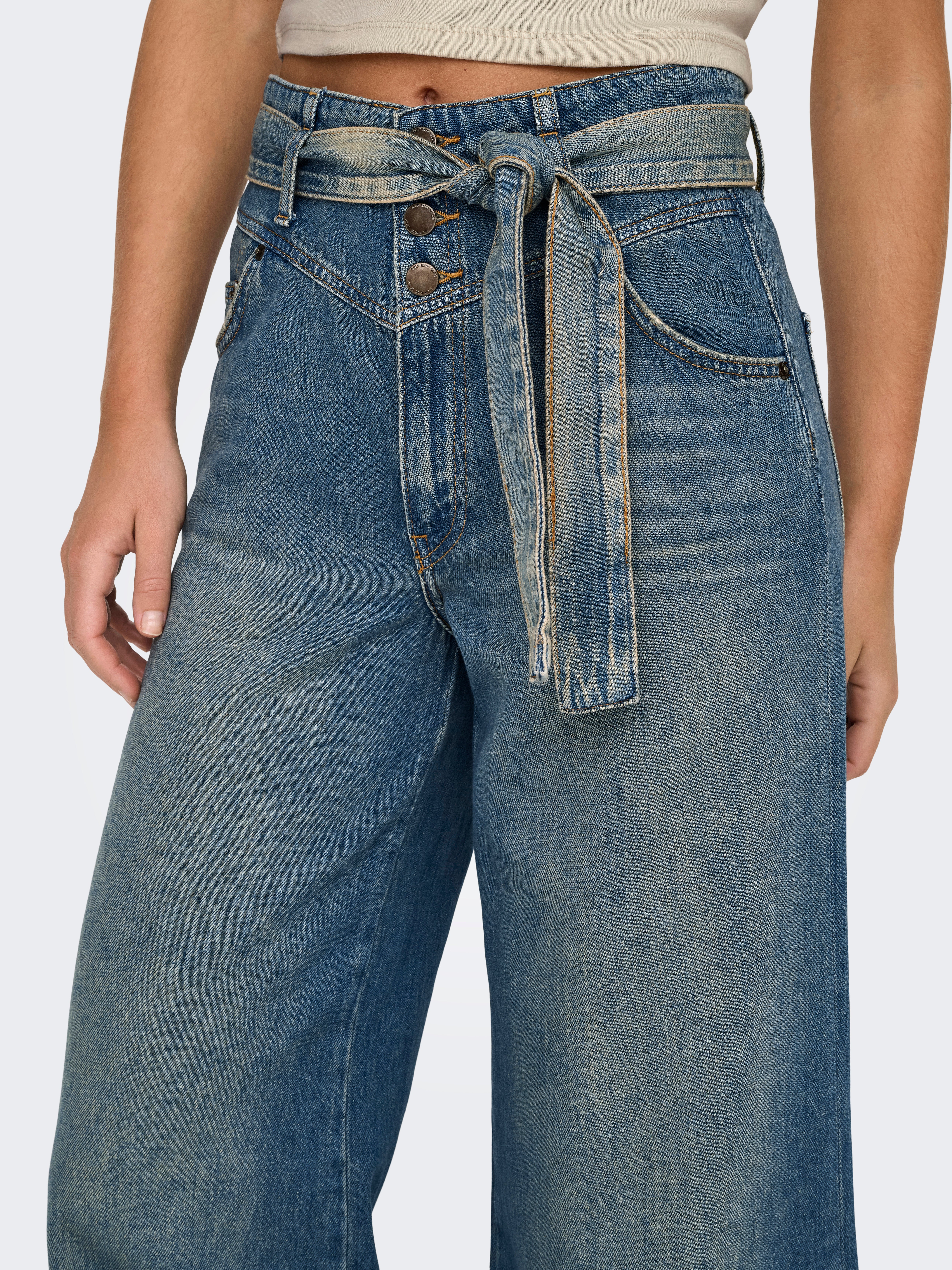 ONLJOELLE Hohe Taille Weiter Beinschnitt Jeans Medium Blue Denim