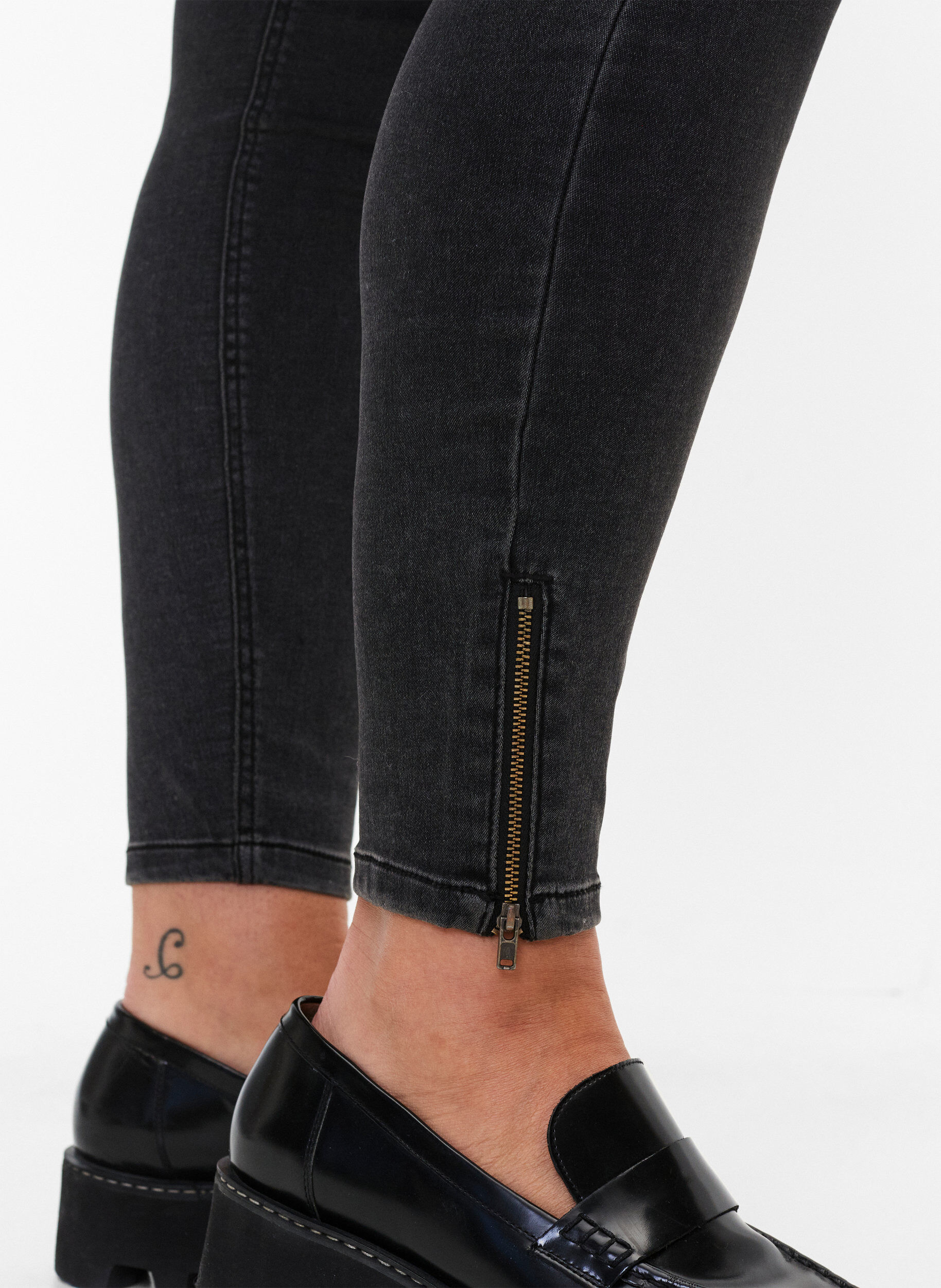 Cropped Amy jeans med lynlås