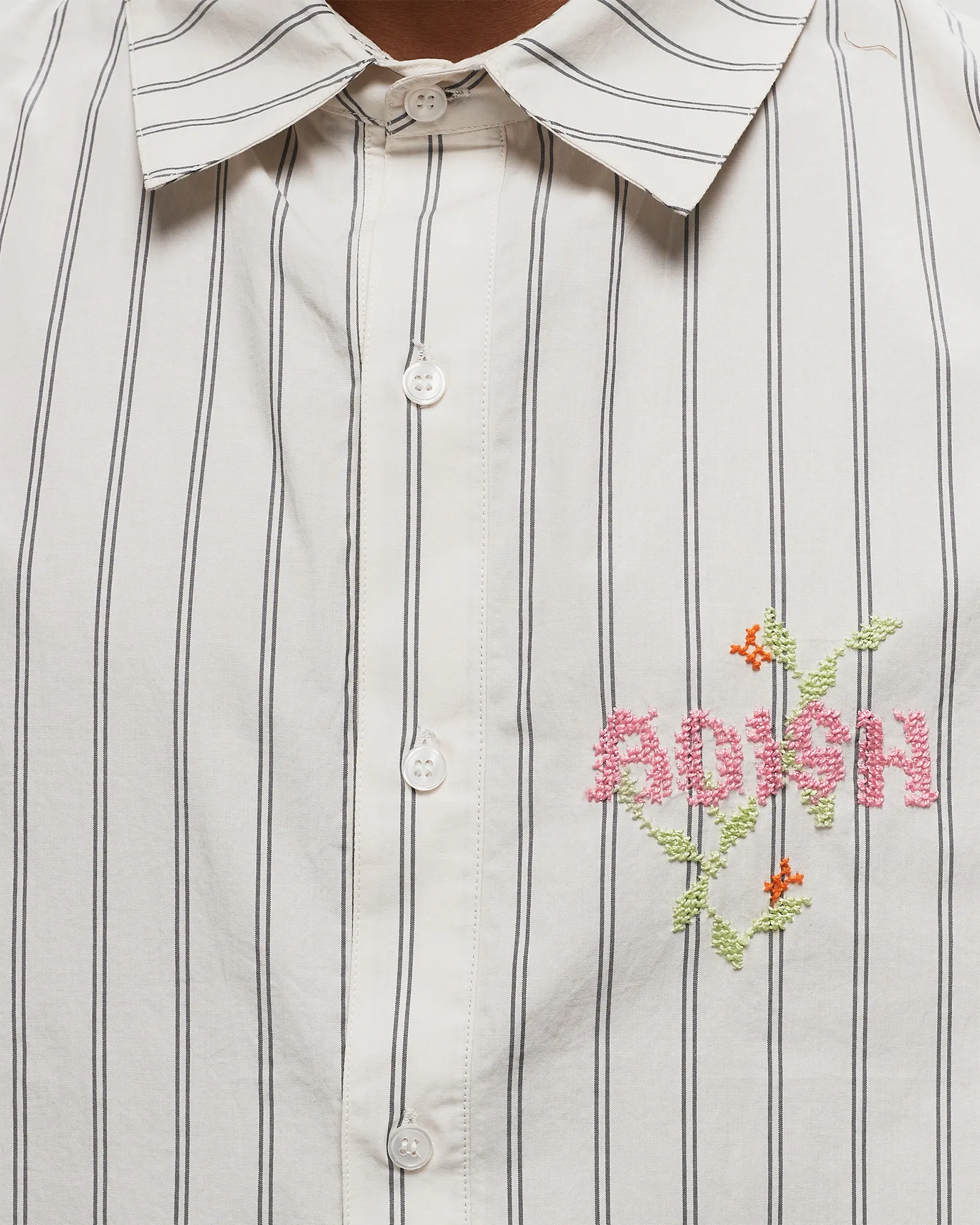 ADISH Nafnuf Logo Cotton Striped Shirt