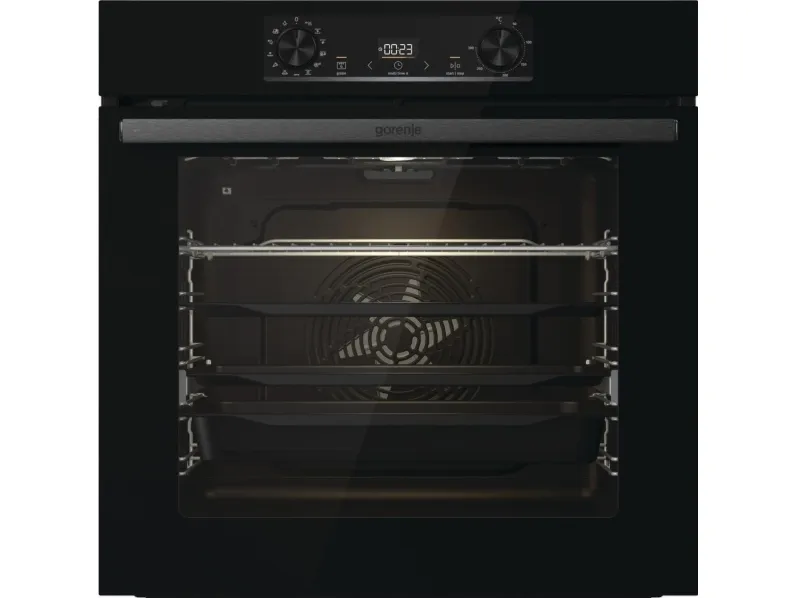 Gorenje Essential BPS6737E14BG - Ovn - med dampfunktion - til indbygning - niche - bredde: 56 cm - dybde: 55 cm - højde: 59 cm - med selv-rengøring - Klasse A  - sort