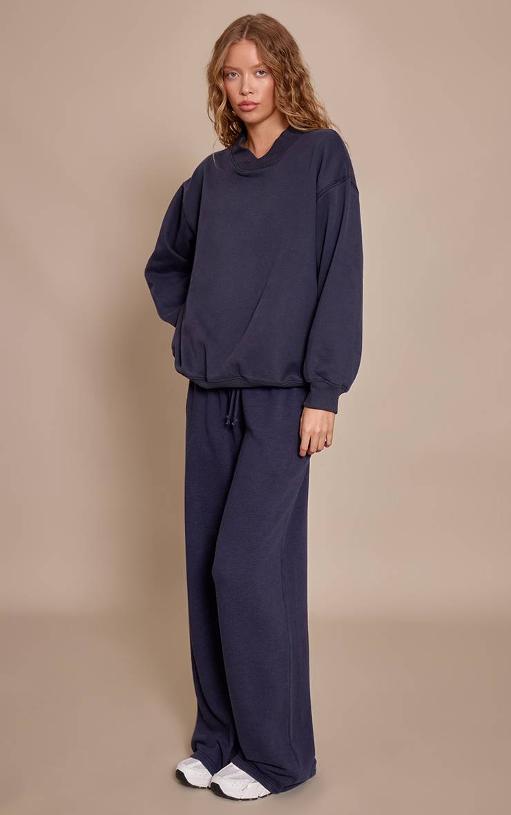 Bleu Marine Sweat-shirt À Encolure Croisée