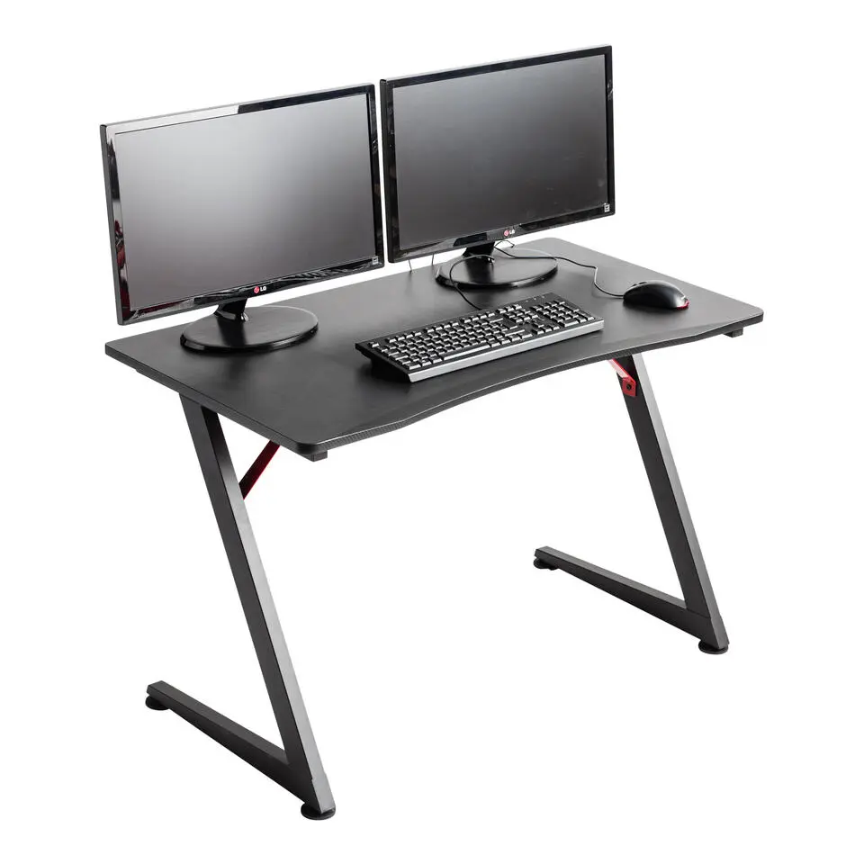 Gaming bureau, Gamer Computer Tafel met driehoekig gevormde Z Frame, zwart