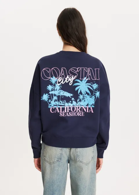 Sweater met print holiday blauw (INDIGO)