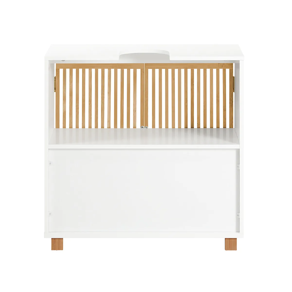 SoBuy BZR125-W Meuble sous Lavabo bambou blanc