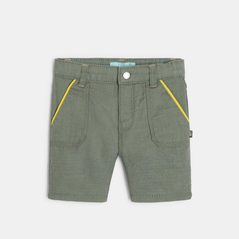 Short effet lin vert bébé garçon Vert