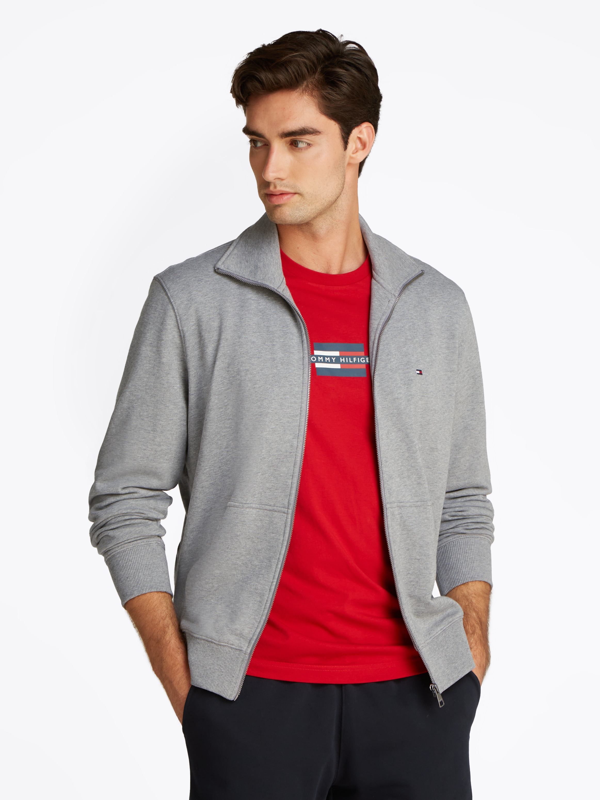 Tommy Hilfiger Sweatjacke »ESSENTIAL TERRY ZT STAND COLLAR«