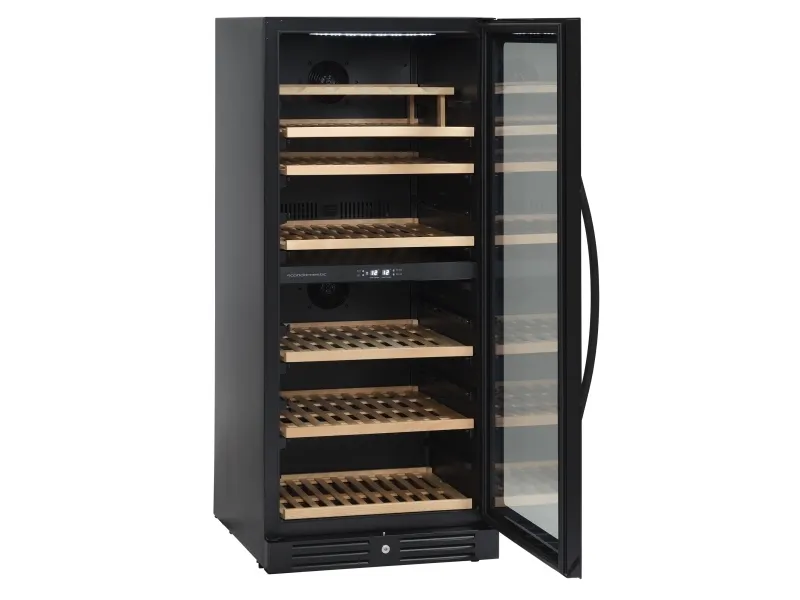 Scandomestic SV 104 B Premium Collection - Vinkøleskab - 2 Zoner - bredde: 59.5 cm - dybde: 72.5 cm - højde: 139.2 cm - 313 liter - sort - Optil 90 flasker