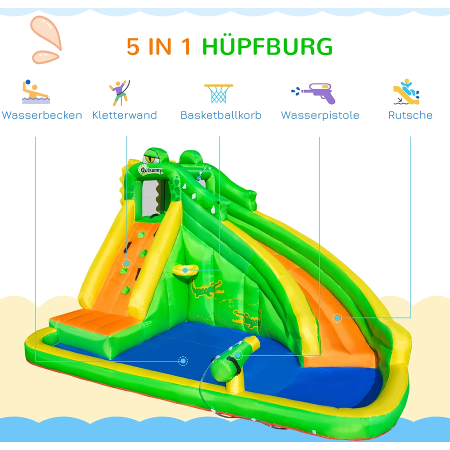 Outsunny Hüpfburg mit einer Pumpe bunt
