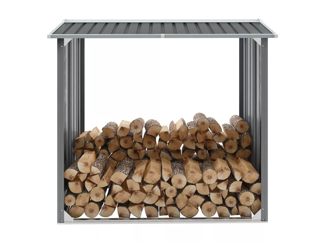 Abri de stockage de bois Acier galvanisé 172x91x154 cm Gris