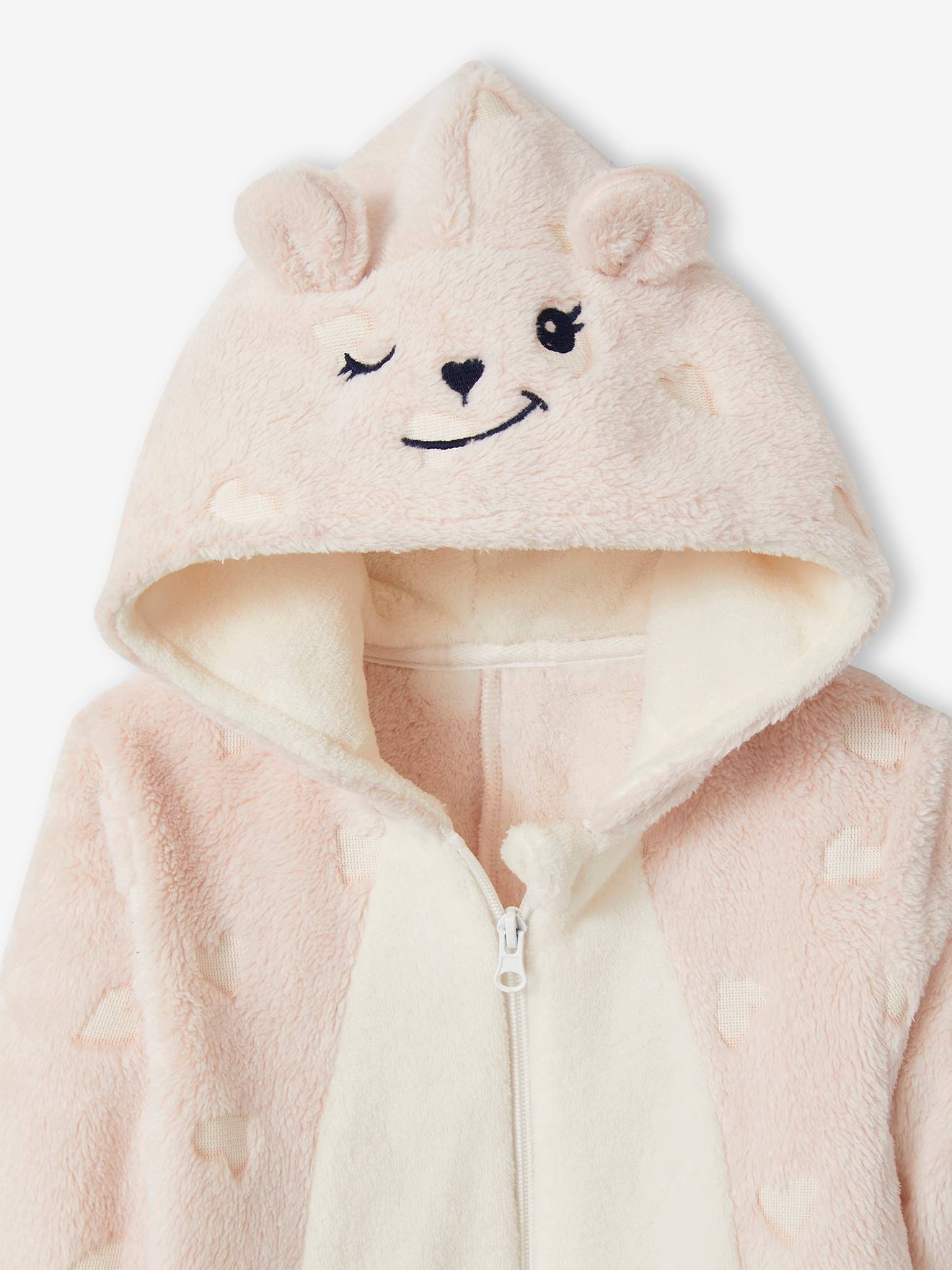 Pijama rosa de urso que brilha no escuro para meninas