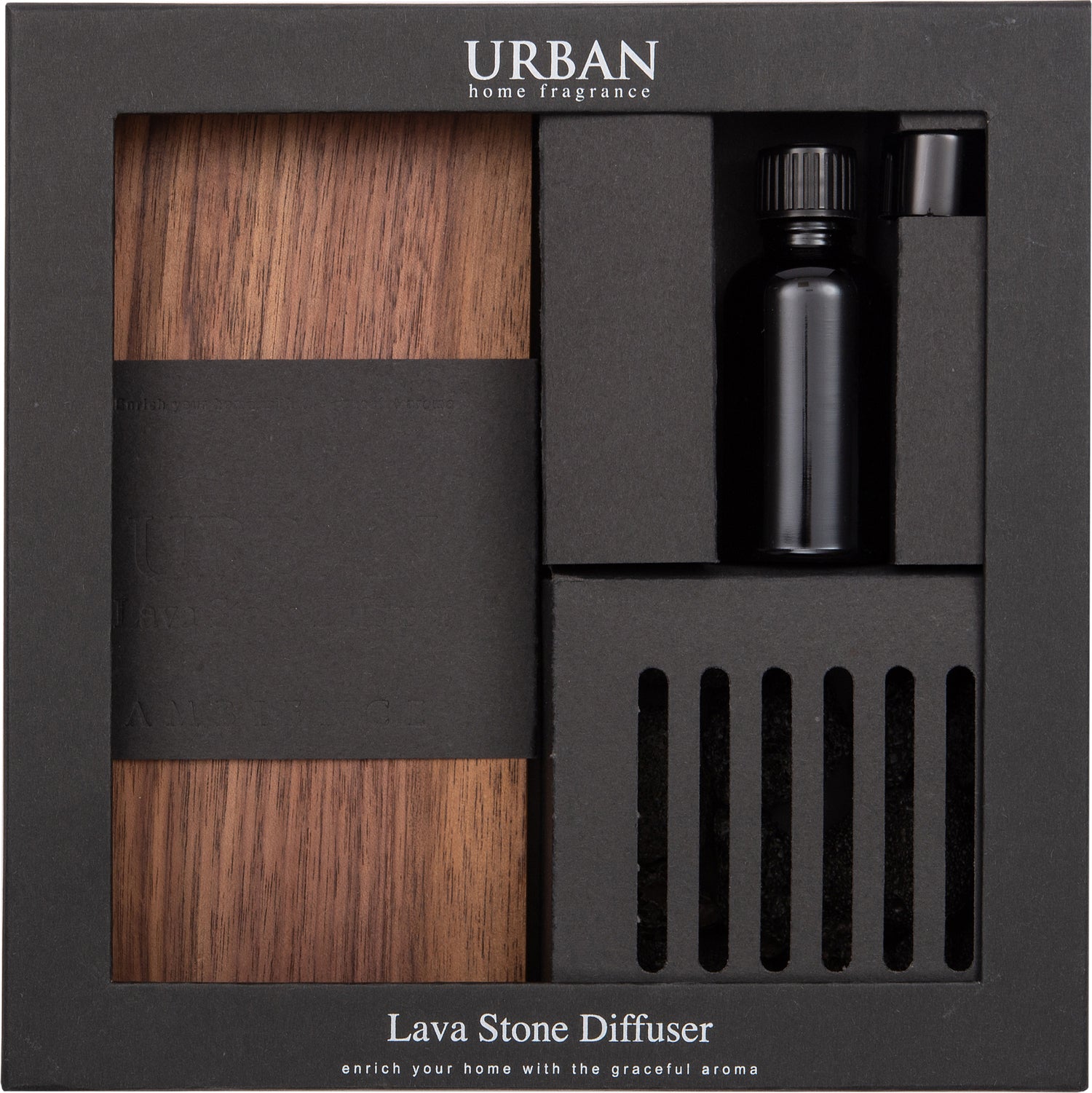 Intratuin geurset Urban Vulcano Black Forest grijs 21,4 x 3,9 x 21,3 cm