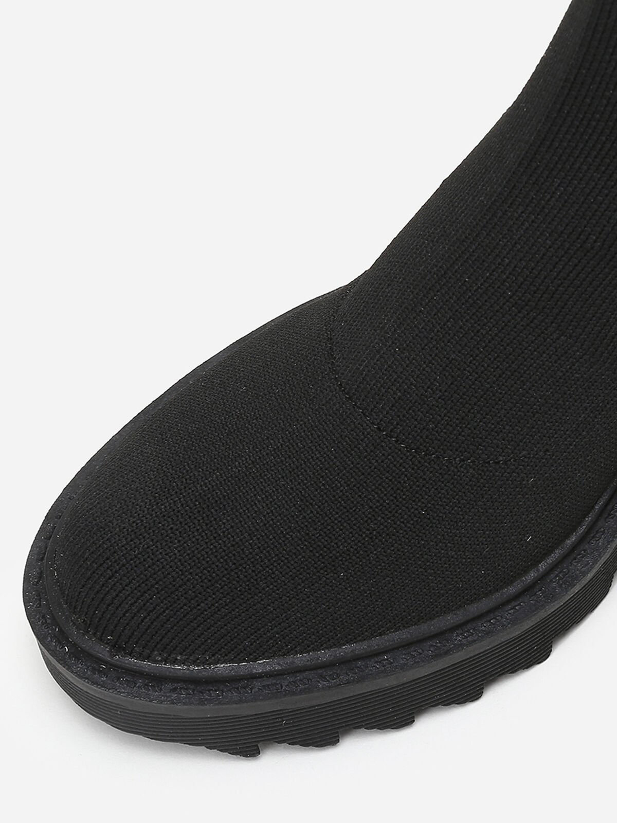 Bottines en maille à semelle crantée- Noir