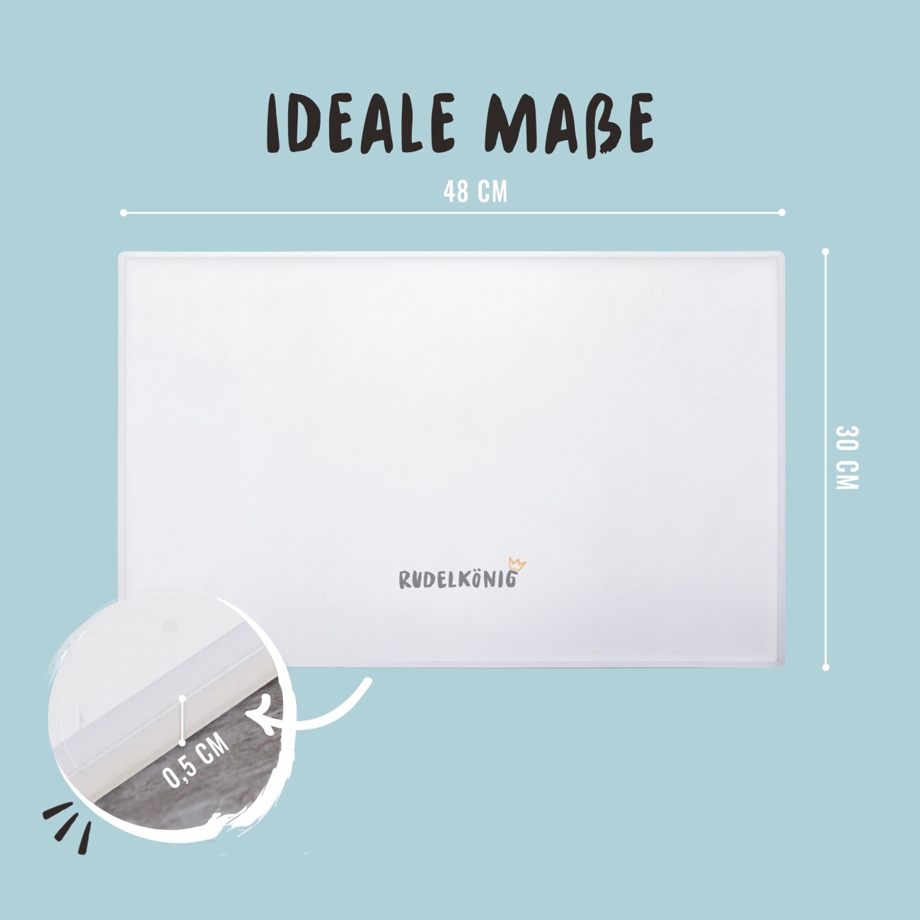 Rudelkönig Napfunterlage – Rutschfeste Futtermatte 40x30cm weiß
