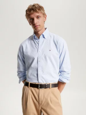 Camisa Oxford de corte regular com estampa geométrica