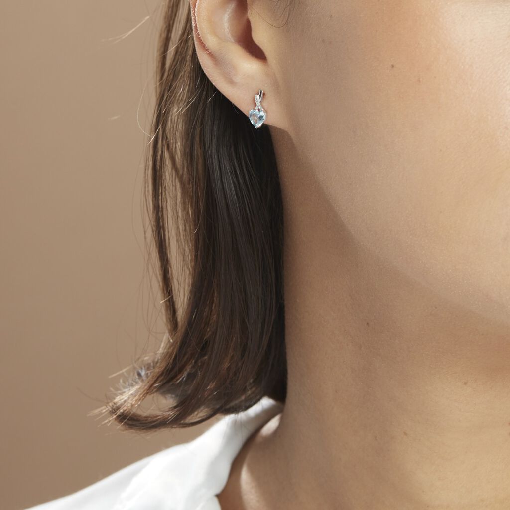 Boucles D'oreilles Or Blanc Clothilde Topazes Oxydes