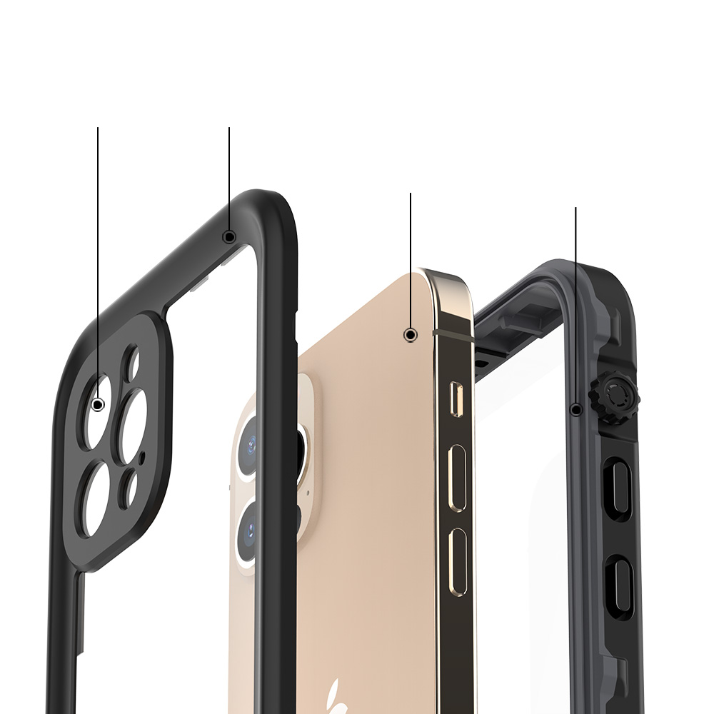 iPhone 12 Pro Wasserfeste Outdoor Schutz Hülle (IP68) - Schwarz