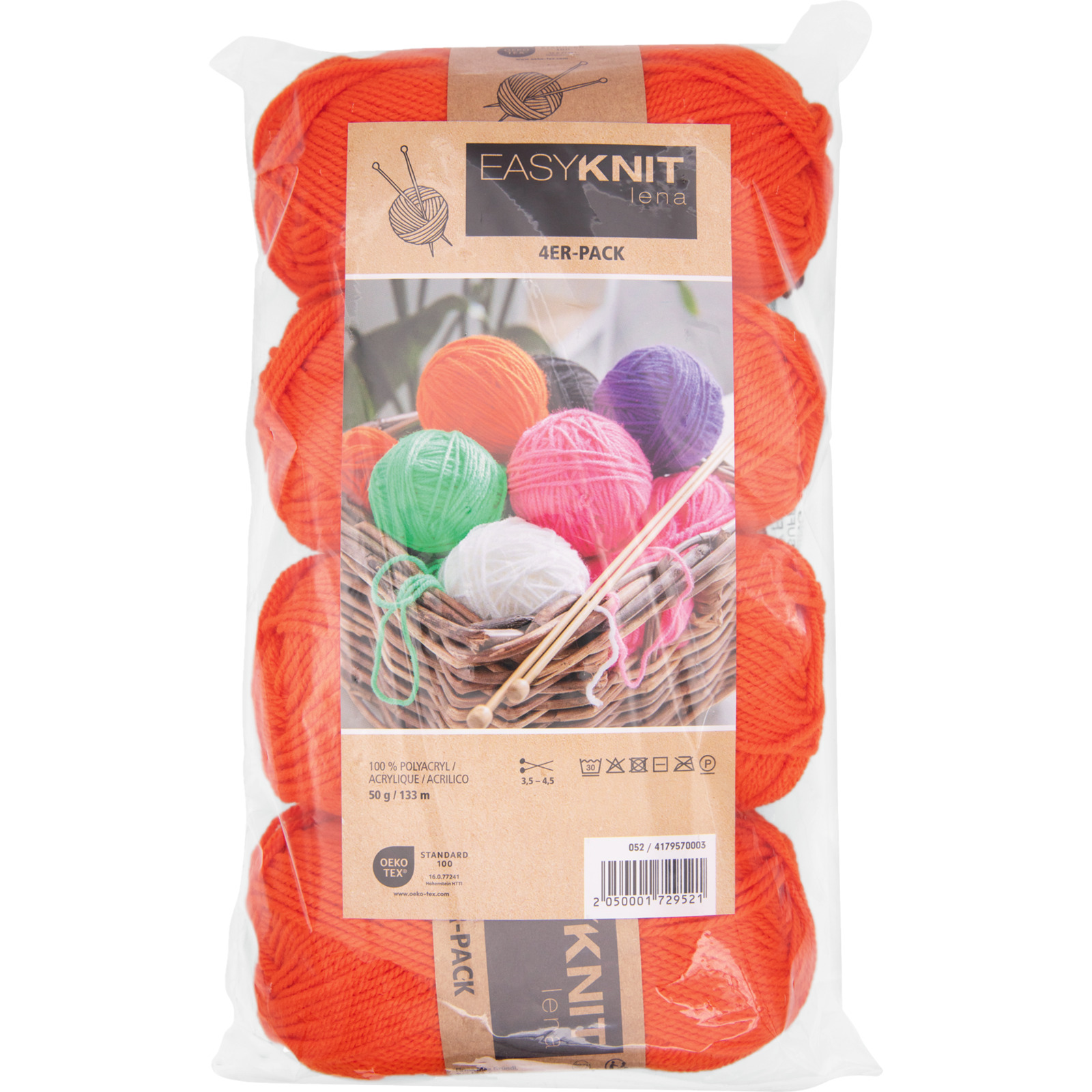 Acrlygarn Lena 4er-Set, 4 x 50 g / Knäuel orange