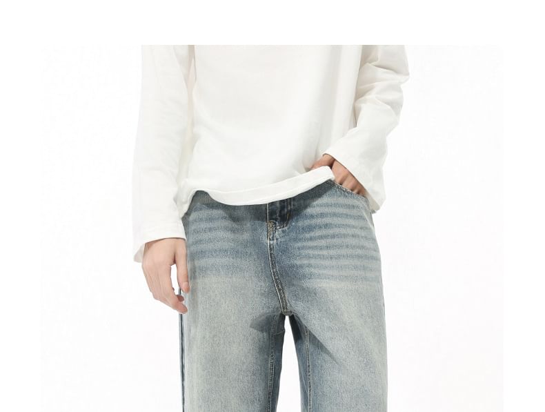 FAERIS - Mid Rise Washed Wide Leg Jeans