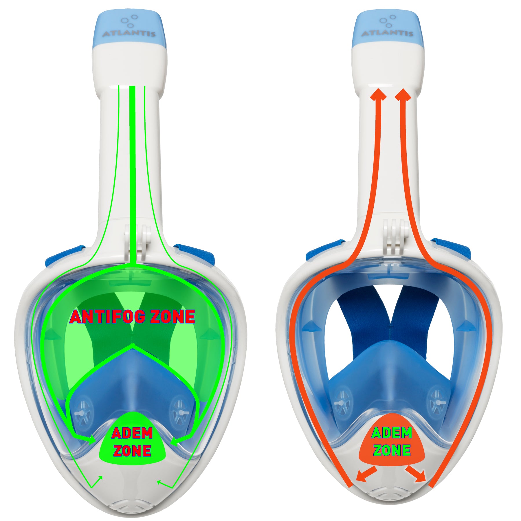 Atlantis 2.0 Full Wit L/XL Volwassenen Snorkelmasker - Dark Blue