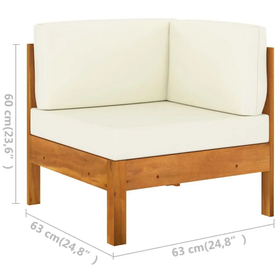 vidaXL - Loungeset wit - Acaciahout - 6 stuks - Met kussens - 100x60 cm