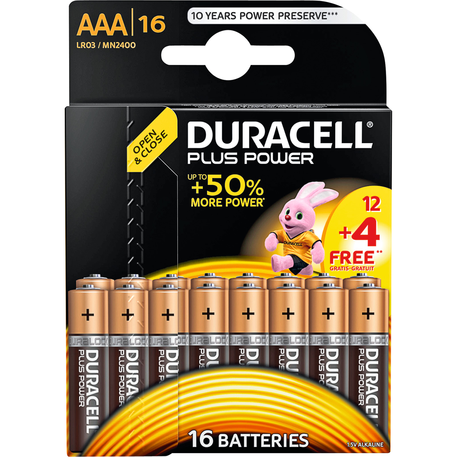 Duracell Batt. Plus Power AAA 12+4St