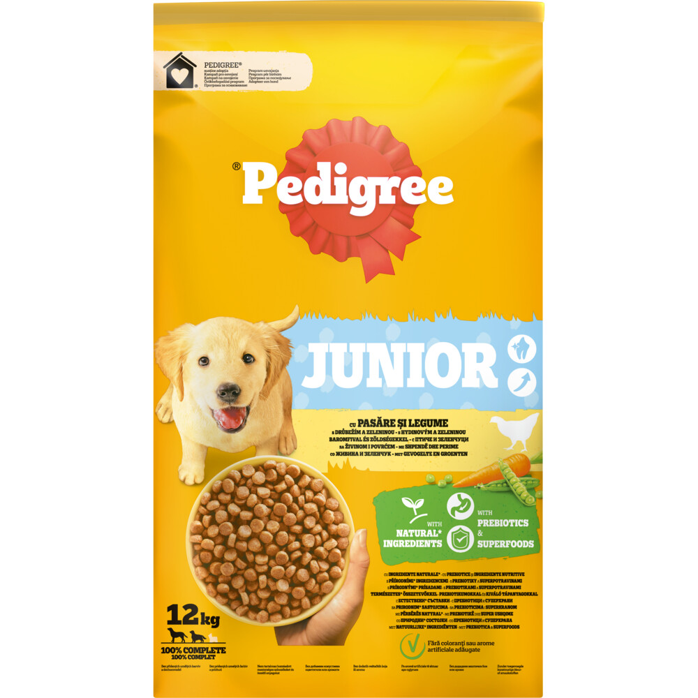 Pedigree Junior Hondenbrokken Gevogelte en Groenten12 kg