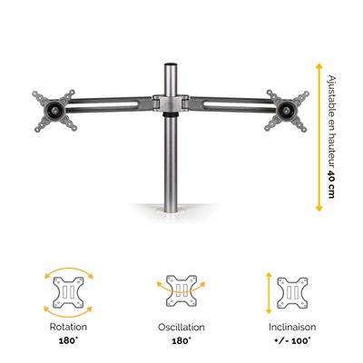 Fellowes Lotus - Kit bras porte-écrans double pour station assis-debout Lotus