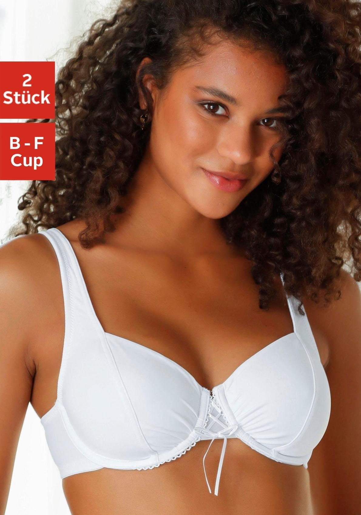 petite fleur Dekolleté-BH, 2 Stücker Packung, mit Bügel und schönen Raffungen im Cup, Dessous