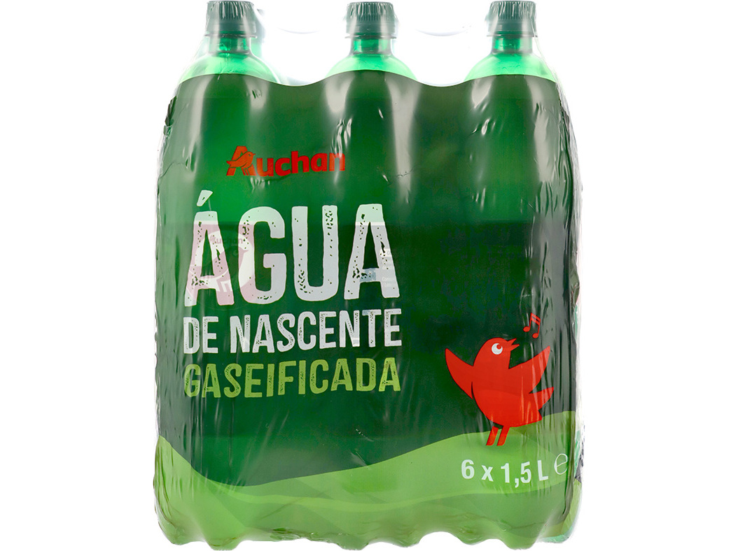 ÁGUA C/ GÁS AUCHAN 6X1.5L
