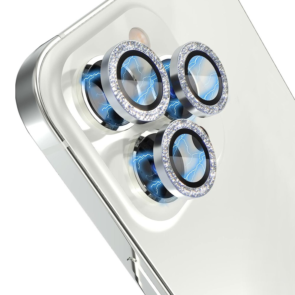 iPhone 13 Pro / iPhone 13 Pro Max Kameraschutz Objektiv Ring Protector Glitzer Abdeckung - Silber
