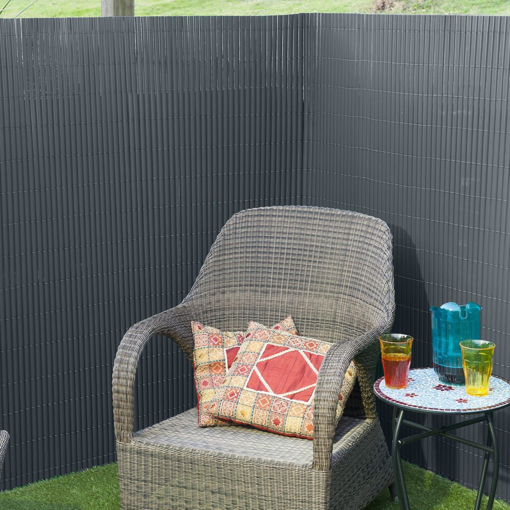 Nature Dubbelzijdige PVC-schuttingmat, 1 x 3 m, Antraciet
